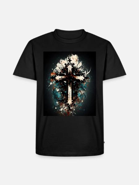 Croix chrétienne abstraite - T-shirt Premium bio Homme - noir
