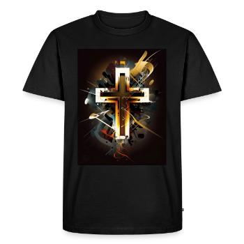 Crucifix Design - Men's Premium Organic T-Shirt - black - Front - Nico (187cm)