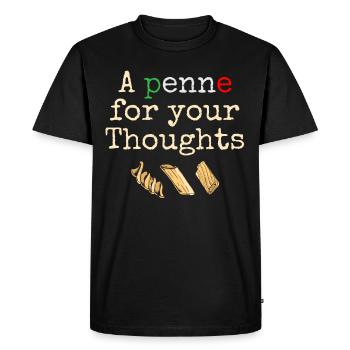 A Penne For Your Thought Italian Italy Flag Pasta - Men's Premium Organic T-Shirt - black - Front - Nico (187cm)