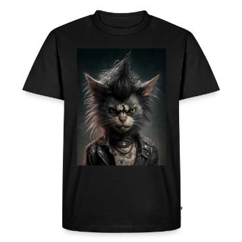 Chat Punk Rebel - T-shirt Premium bio Homme - noir - Devant - Nico (187cm)