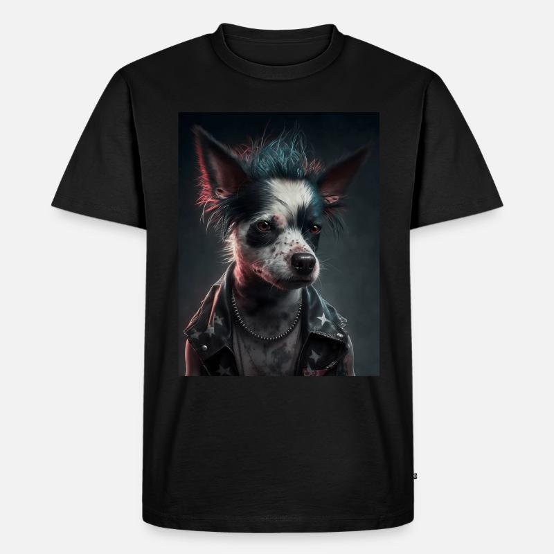 Rebel Punk Hund - Männer Premium Bio T-Shirt - Schwarz