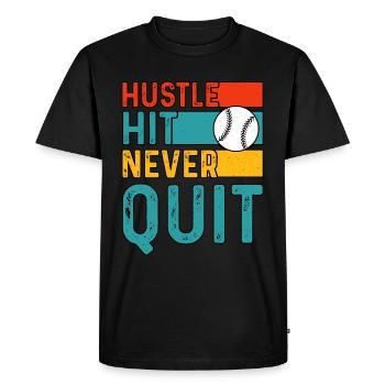Hustle Hit Never Quit Baseball - T-shirt Premium bio Homme - noir - Devant - Nico (187cm)