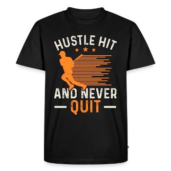 Hustle Hit And Never Quit Baseball - Men's Premium Organic T-Shirt - black - Front - Nico (187cm)