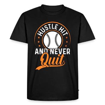 Hustle Hit And Never Quit Baseball - Men's Premium Organic T-Shirt - black - Front - Nico (187cm)