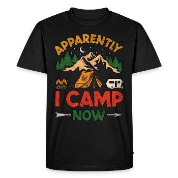 Apparemment, je campe maintenant en camping - T-shirt Premium bio Homme - noir - Devant - Nico (187cm)