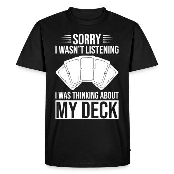 Funny Trading Card Game TCG - Men's Premium Organic T-Shirt - black - Front - Nico (187cm)