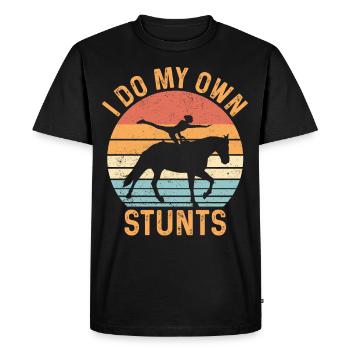 Drôle d’équitation saut rétro - T-shirt Premium bio Homme - noir - Devant - Nico (187cm)