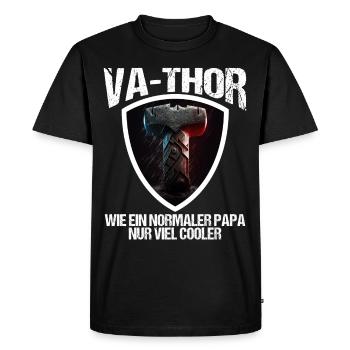 Papa Vathor Va Thor Fête des pères Fête des pères Cadeau de fête des pères - T-shirt Premium bio Homme - noir - Devant - Nico (187cm)