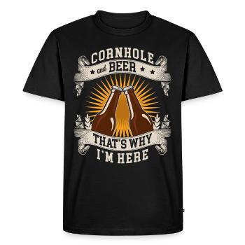 Cornhole et bière C’est pourquoi je suis ici Beanbag - T-shirt Premium bio Homme - noir - Devant - Nico (187cm)