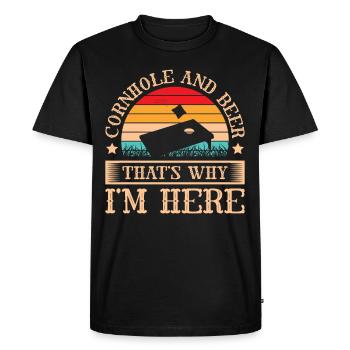 Cornhole et bière C’est pourquoi je suis ici Beanbag - T-shirt Premium bio Homme - noir - Devant - Nico (187cm)