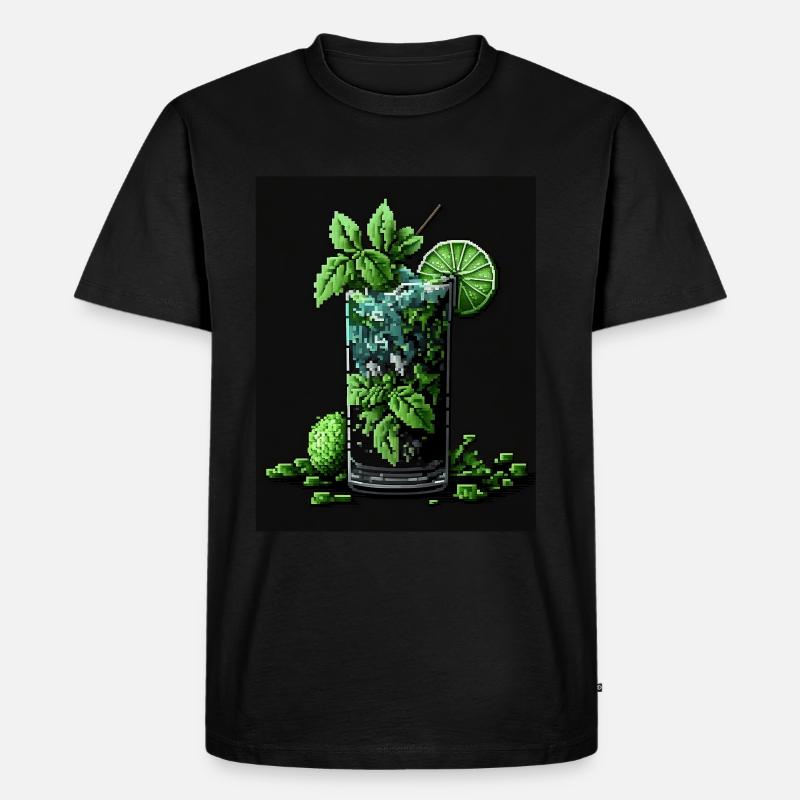 Pixel Art Mojito - Männer Premium Bio T-Shirt - Schwarz
