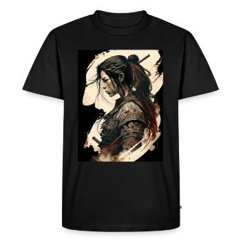 Female Samurai Warrior - Men's Premium Organic T-Shirt - black - Front - Nico (187cm)