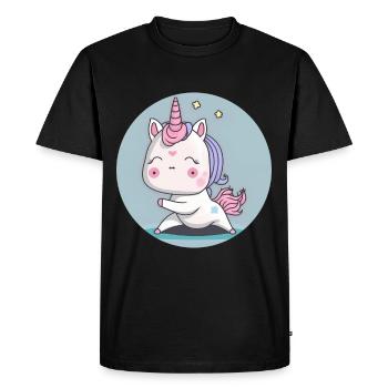 Licorne Chibi Yoga - T-shirt Premium bio Homme - noir - Devant - Nico (187cm)