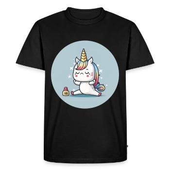 Adorable Licorne de Yoga - T-shirt Premium bio Homme - noir - Devant - Nico (187cm)