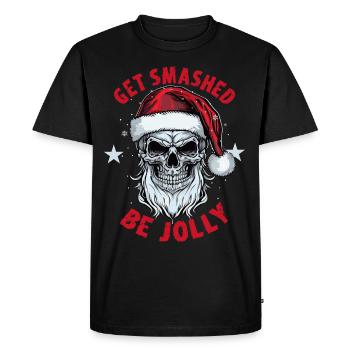 Get Smashed Be Jolly Drunk Santa Claus Skull Chris - T-shirt Premium bio Homme - noir - Devant - Nico (187cm)