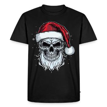 Santa Claus Skull Christmas Horror Metal Rock n Ro - Männer Premium Bio T-Shirt - Schwarz - Vorne - Nico (187cm)
