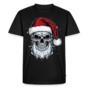 Santa Claus Skull Christmas Horror Metal Rock n Ro - Männer Premium Bio T-Shirt - Schwarz - Vorne - Nico (187cm)