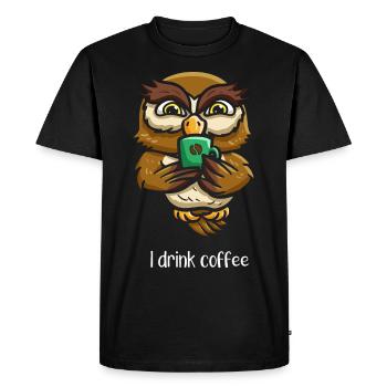 Oiseau nocturne infusé au café - T-shirt Premium bio Homme - noir - Devant - Nico (187cm)