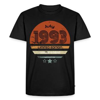 Juillet 1993 Anniversaire - T-shirt Premium bio Homme - noir - Devant - Nico (187cm)