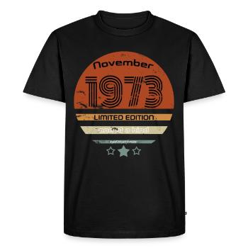 November 1973 Birthday - Men's Premium Organic T-Shirt - black - Front - Nico (187cm)