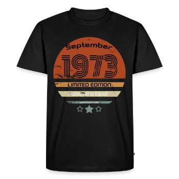 September 1973 Birthday - Men's Premium Organic T-Shirt - black - Front - Nico (187cm)