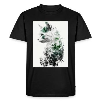 Double exposition du chat et de la nature - T-shirt Premium bio Homme - noir - Devant - Nico (187cm)