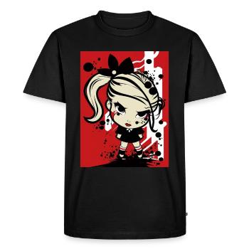 Fille rebelle du pop art - T-shirt Premium bio Homme - noir - Devant - Nico (187cm)