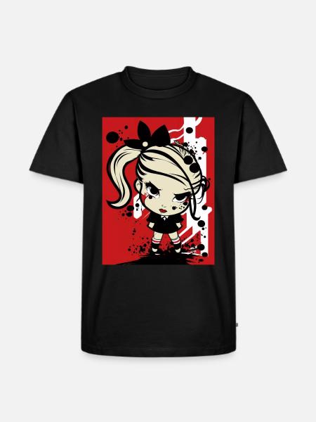 Pop-Art-Rebellenmädchen - Männer Premium Bio T-Shirt - Schwarz