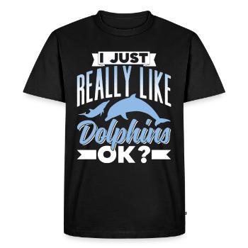 I like dolphins just very much dolphins dolphin - Men's Premium Organic T-Shirt - black - Front - Nico (187cm)
