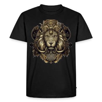 Leo Ornate Lion Head Detailed Astrology Leo Zodiac - Men's Premium Organic T-Shirt - black - Front - Nico (187cm)