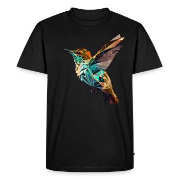 Colibri géométrique Oiseau polygonal abstrait - T-shirt Premium bio Homme - noir - Devant - Nico (187cm)