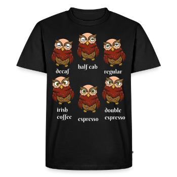 Bird Whisperer Owl Caffeine Drinker - Men's Premium Organic T-Shirt - black - Front - Nico (187cm)