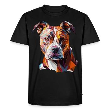 Geometric Pitbull Face Abstract Polygonal Dog Bree - Men's Premium Organic T-Shirt - black - Front - Nico (187cm)