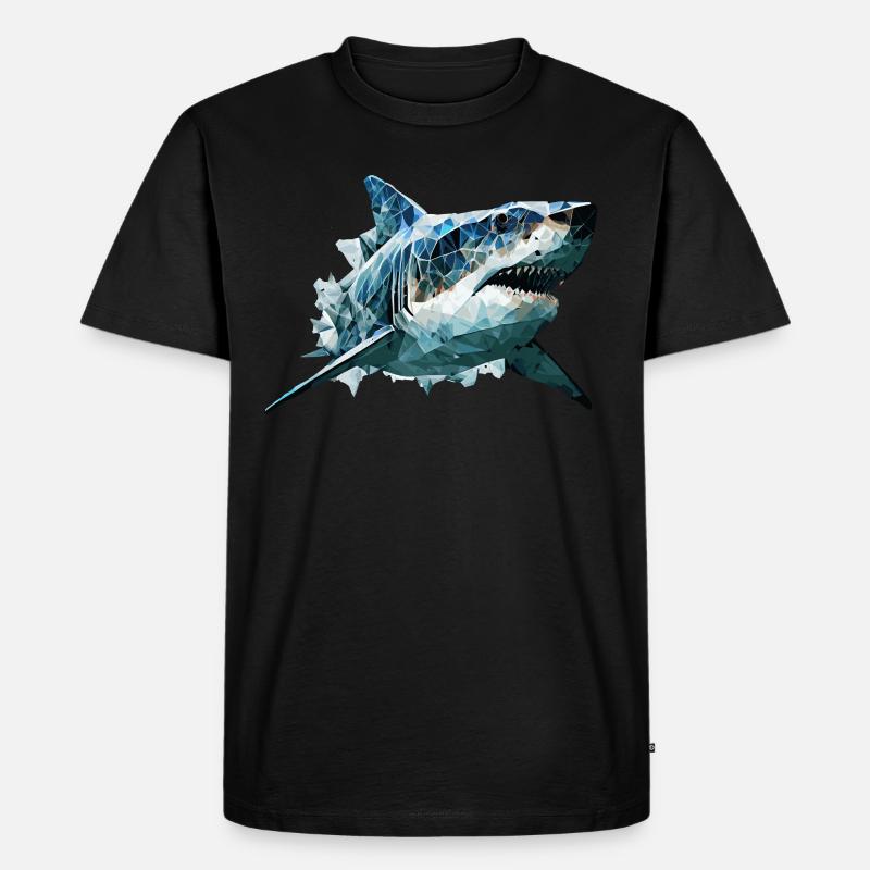 Geometric Shark Head Abstract Polygonal - Männer Premium Bio T-Shirt - Schwarz