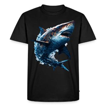 Géométrique Tête de Requin Abstrait Polygonal Wild Anima - T-shirt Premium bio Homme - noir - Devant - Nico (187cm)