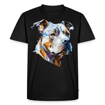 Geometric Pitbull Pet Dog Abstract Polygonal Dog B - Men's Premium Organic T-Shirt - black - Front - Nico (187cm)