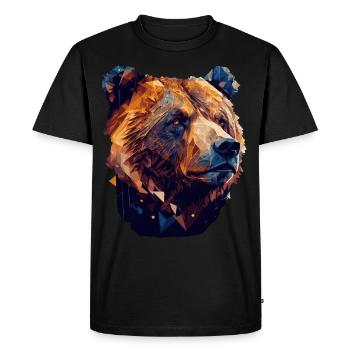 Geometric Bear Head Abstract Polygonal Wild Animal - Men's Premium Organic T-Shirt - black - Front - Nico (187cm)