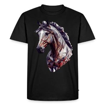 Géométrique Tête de Cheval Abstrait Polygonal Cheval Ridi - T-shirt Premium bio Homme - noir - Devant - Nico (187cm)