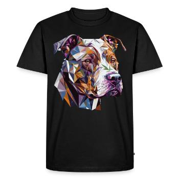Geometric Pitbull Face Abstract Polygonal Pet Dog - Men's Premium Organic T-Shirt - black - Front - Nico (187cm)