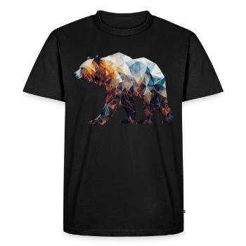 Geometric Bear Head Abstract Polygonal - Men's Premium Organic T-Shirt - black - Front - Nico (187cm)