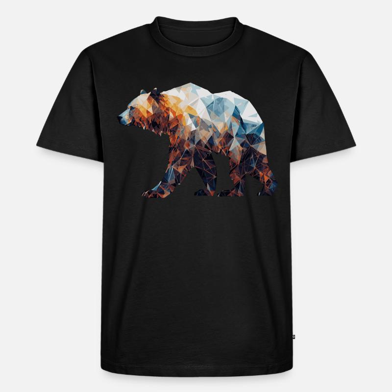 Geometric Bear Head Abstract Polygonal - Männer Premium Bio T-Shirt - Schwarz