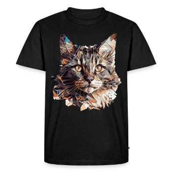 Géométrique Tête de chat abstrait Polygonal Pet Cat - T-shirt Premium bio Homme - noir - Devant - Nico (187cm)