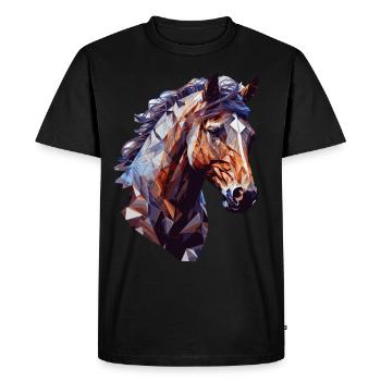 Géométrique Tête de Cheval Abstrait Polygonal Cheval Ridi - T-shirt Premium bio Homme - noir - Devant - Nico (187cm)