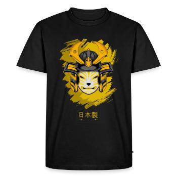 Kitsun Vaporwave Japanese Kami Vaporwave Kitsune - Men's Premium Organic T-Shirt - black - Front - Nico (187cm)
