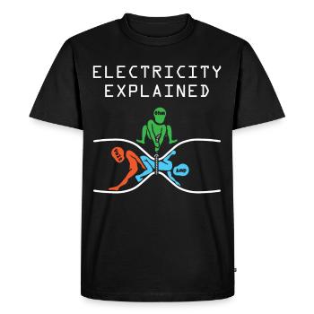 Physique des électrons - T-shirt Premium bio Homme - noir - Devant - Nico (187cm)
