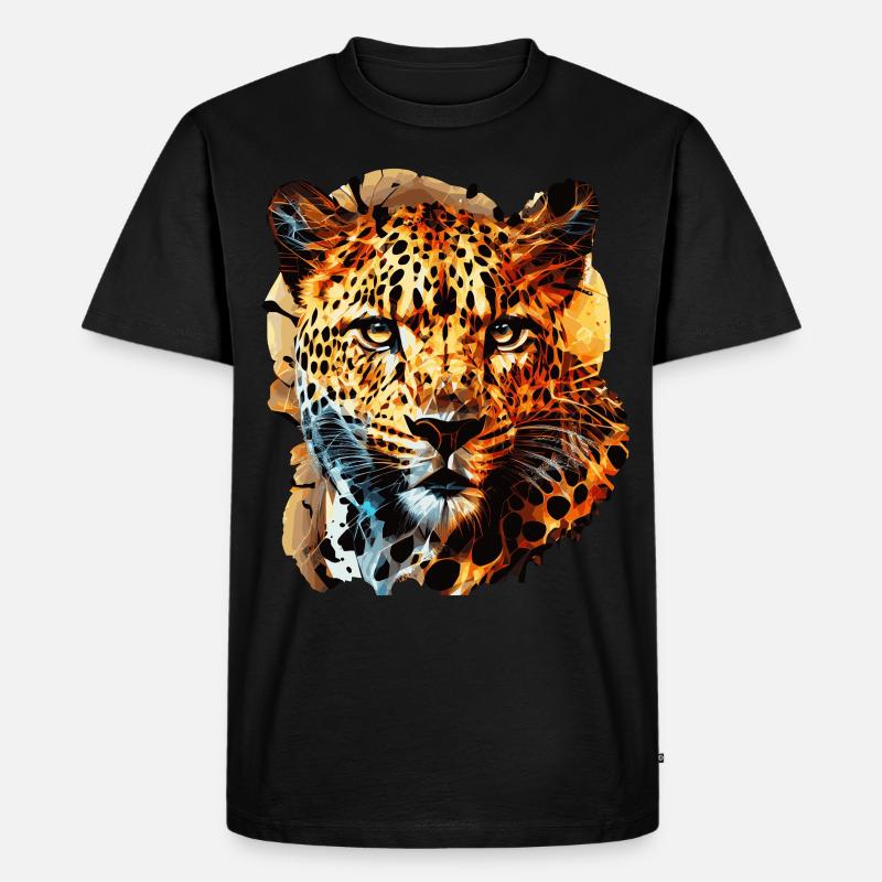 Geometric Leopard Head Abstract Polygonal - Männer Premium Bio T-Shirt - Schwarz