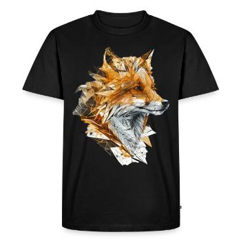 Geometric Fox Head Abstract Polygonal Wild Animal - Men's Premium Organic T-Shirt - black - Front - Nico (187cm)