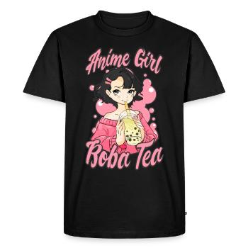 Kawaii Anime Girl Tapioca Pearls Boba Tea Otaku - Men's Premium Organic T-Shirt - black - Front - Nico (187cm)