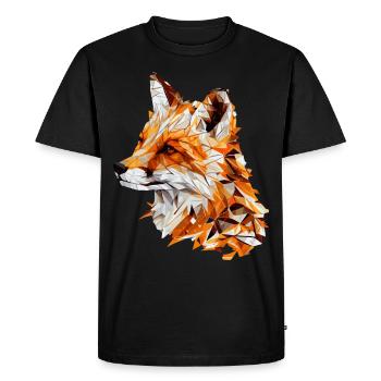 Geometric Fox Head Abstract Polygonal - Men's Premium Organic T-Shirt - black - Front - Nico (187cm)