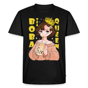 Kawaii Boba Tea Queen Bubble Tapioca Pearls Anime - Men's Premium Organic T-Shirt - black - Front - Nico (187cm)
